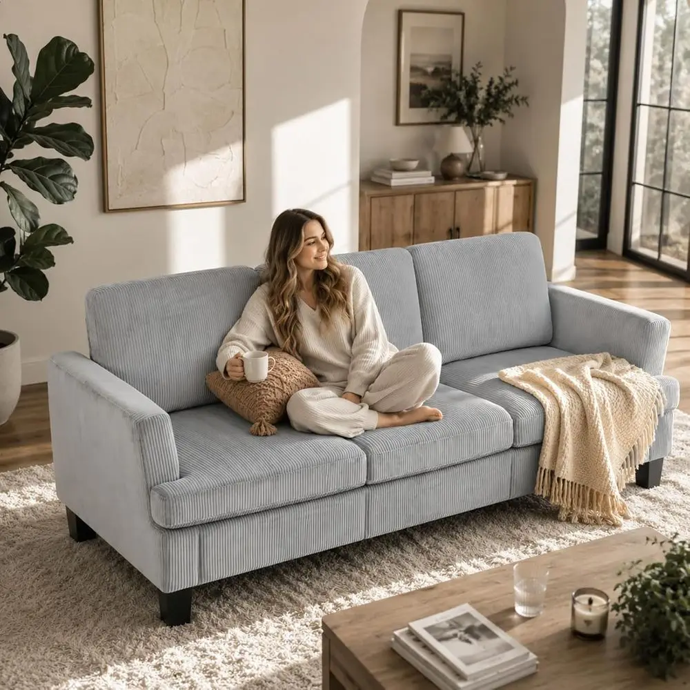 3 Seater Sofa with Deep Seats for Living Room, Linen-Covered Sofa in 3 Seater Style, Upholstered Sofa with Armrests, Cozy Sofas
3 Seater Sofa with Deep Seats for Living Room, Linen-Covered Sofa in 3 Seater Style, Upholstered Sofa with Armrests, Cozy Sofas