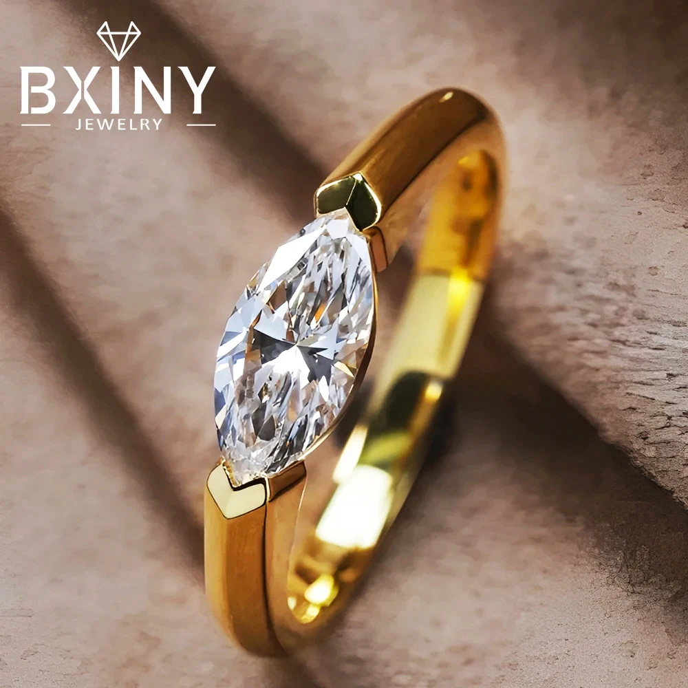 BXINY 1CT Marquise Cut Moissanite Ring S925 Silver Plate 18K Gold for Women Solitaire Diamond Wedding Band Gift Jewelry with GRA
BXINY 1CT Marquise Cut Moissanite Ring S925 Silver Plate 18K Gold for Women Solitaire Diamond Wedding Band Gift Jewelry with GRA