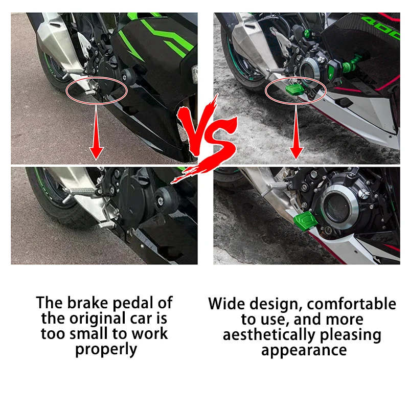 for Extended Brake Pedal Pad Motorcycle CNC Foot Control 76 mm x 50 mm Footpegs for Kawasaki NINJA 400 650 Z400 Z650 Z900 Green
for Extended Brake Pedal Pad Motorcycle CNC Foot Control 76 mm x 50 mm Footpegs for Kawasaki NINJA 400 650 Z400 Z650 Z900 Green