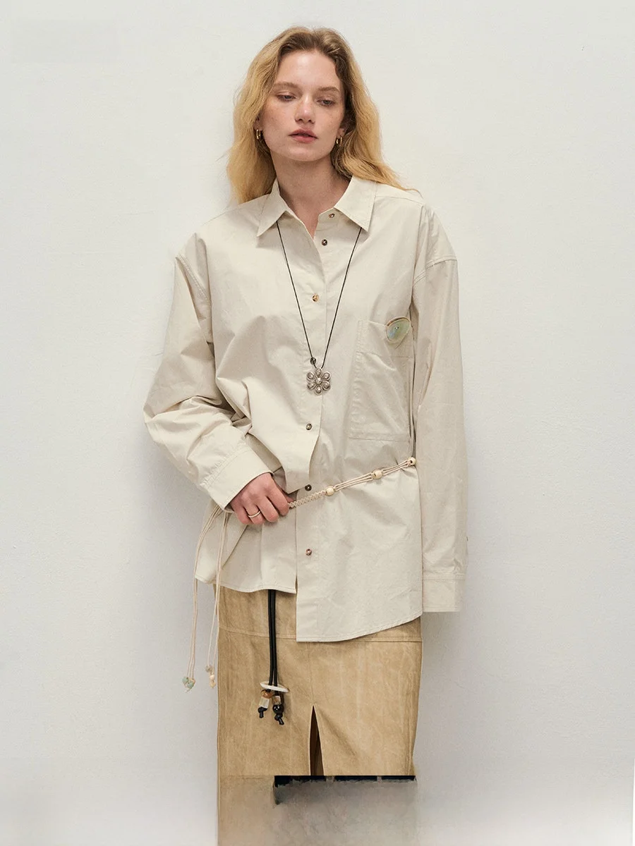 Adjustable Waist Natural Button Loose Shirt Apricot Grey Small Collar Jacket Women's Casual Style Long Sleeve Top
Adjustable Waist Natural Button Loose Shirt Apricot Grey Small Collar Jacket Women's Casual Style Long Sleeve Top