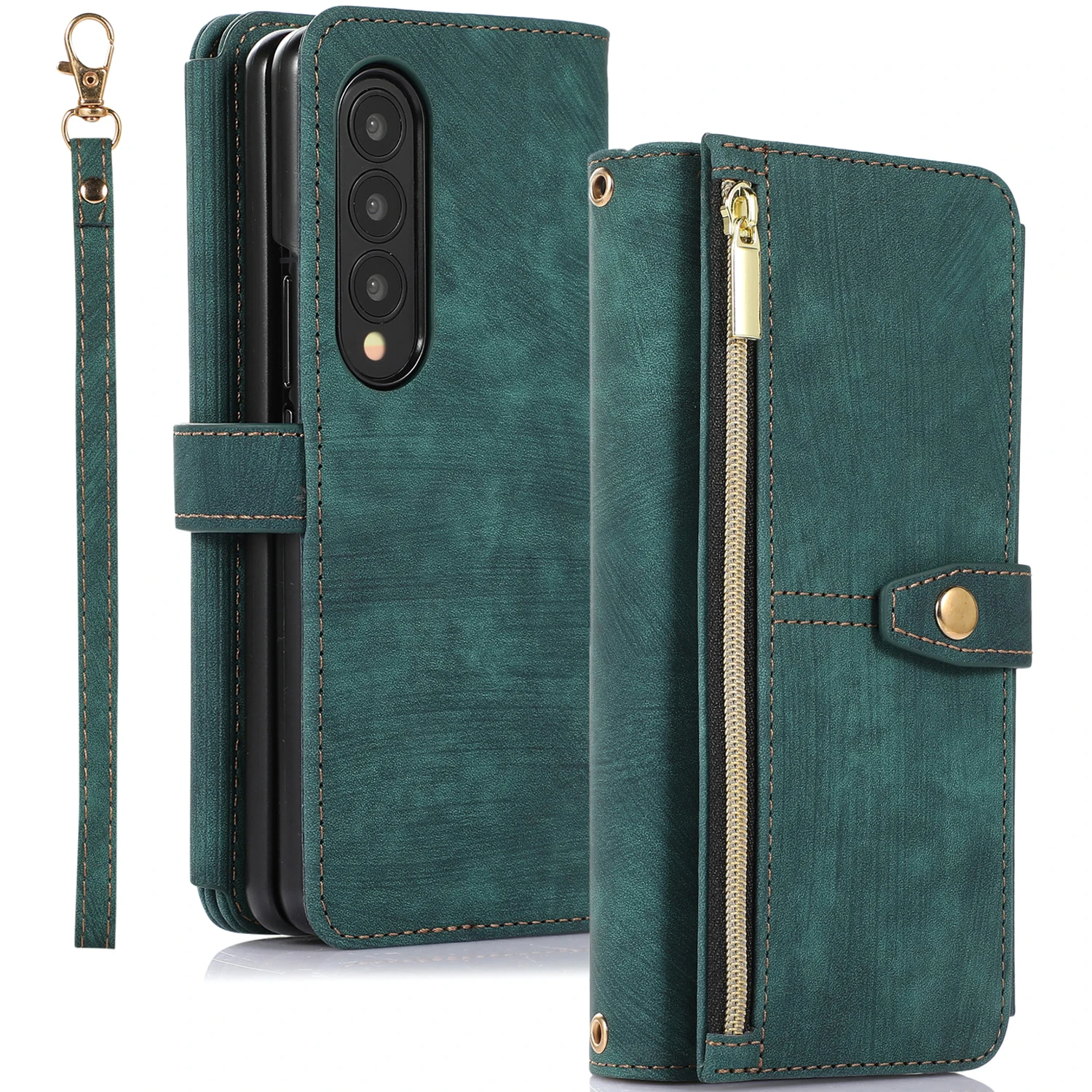 Wallet Case for Samsung Galaxy Z Fold 4 3,Durable PU Leather Magnetic Wallet Flip Lanyard Strap Wristlet Zipper Card Holder Case
Wallet Case for Samsung Galaxy Z Fold 4 3,Durable PU Leather Magnetic Wallet Flip Lanyard Strap Wristlet Zipper Card Holder Case