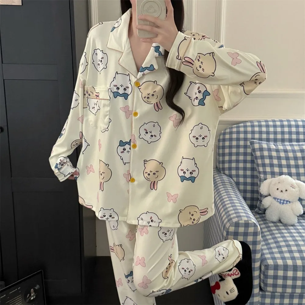 Chiikawa Hachiware Usagi Cute Cartoon Pajamas Set for Women Students Autumn Spring Soft Cozy Sleepwear Home Clothes Nightwear
Chiikawa Hachiware Usagi Cute Cartoon Pajamas Set for Women Students Autumn Spring Soft Cozy Sleepwear Home Clothes Nightwear