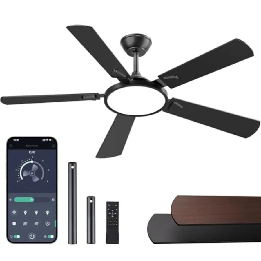 Ceiling Fans with Lights 52 inch Ceiling fan with Light and Remote/APP Control 3CCT Quiet DC Reversible Dimmable Modern Ceiling
Ceiling Fans with Lights 52 inch Ceiling fan with Light and Remote/APP Control 3CCT Quiet DC Reversible Dimmable Modern Ceiling
