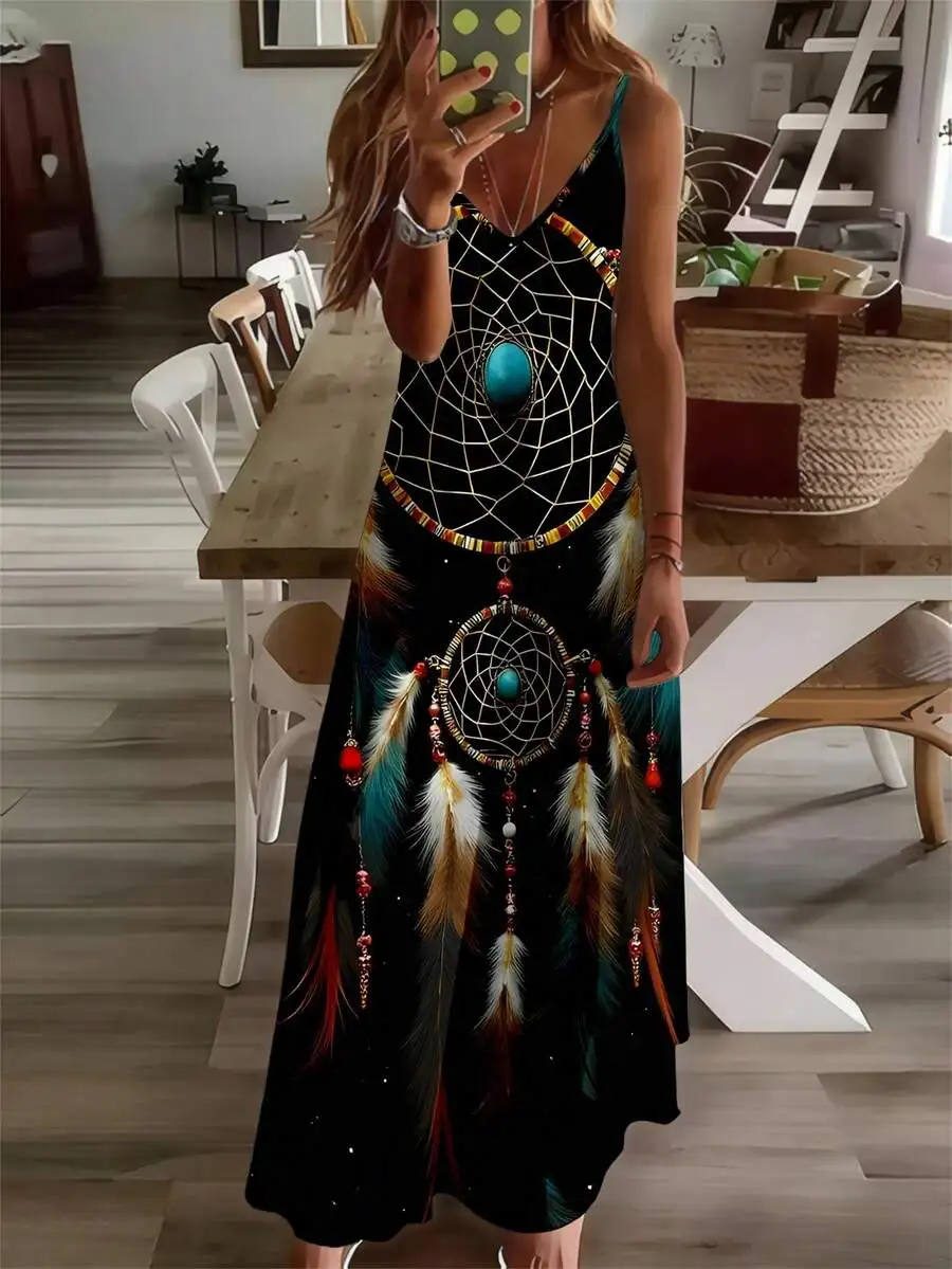 Boho Print Maxi Dress Women Spaghetti Strap Sleeveless V Neck Flowy Cami Sundress For Summer Beach Wedding Vacation
Boho Print Maxi Dress Women Spaghetti Strap Sleeveless V Neck Flowy Cami Sundress For Summer Beach Wedding Vacation