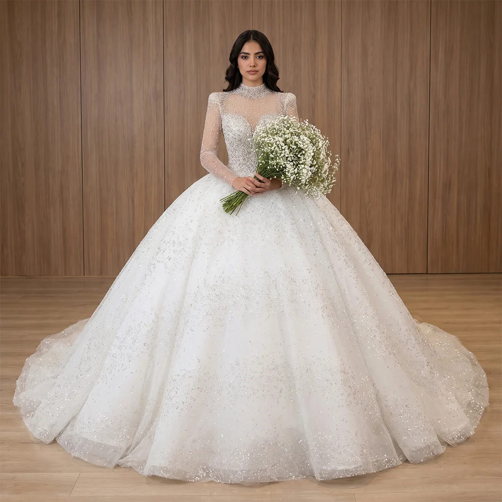 Vintage Ball Gown Wedding Dresses for Women Lace Lace up Long Sleeves O-Neck Court Train Customized vestidos de novia boda
Vintage Ball Gown Wedding Dresses for Women Lace Lace up Long Sleeves O-Neck Court Train Customized vestidos de novia boda