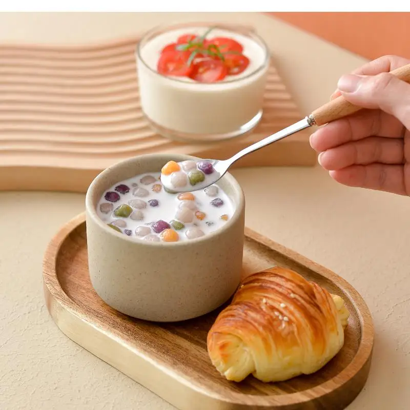 Японская миска для завтрака и тарелка для мороженого, прозрачное стекло, десертный керамический набор посуды, деревянный поднос с ложкой
Японская миска для завтрака и тарелка для мороженого, прозрачное стекло, десертный керамический набор посуды, деревянный поднос с ложкой