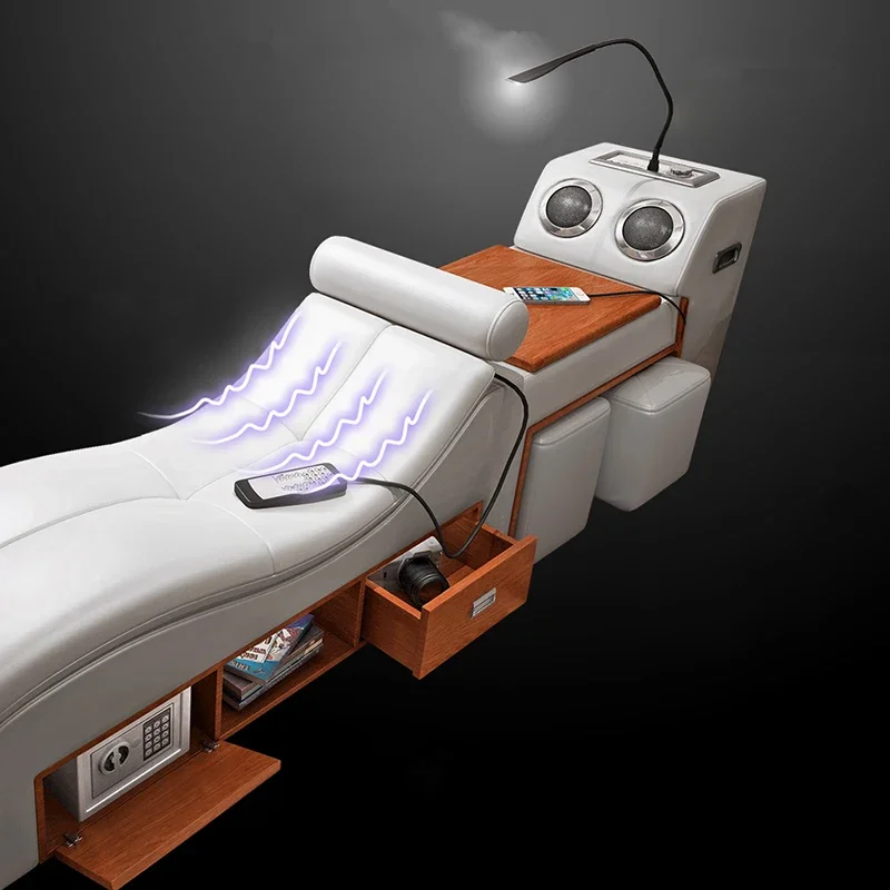 -Умная мебель для спальни, многофункциональная кожаная кровать, современная двуспальная кровать с функцией массажа и динамиками
-Умная мебель для спальни, многофункциональная кожаная кровать, современная двуспальная кровать с функцией массажа и динамиками