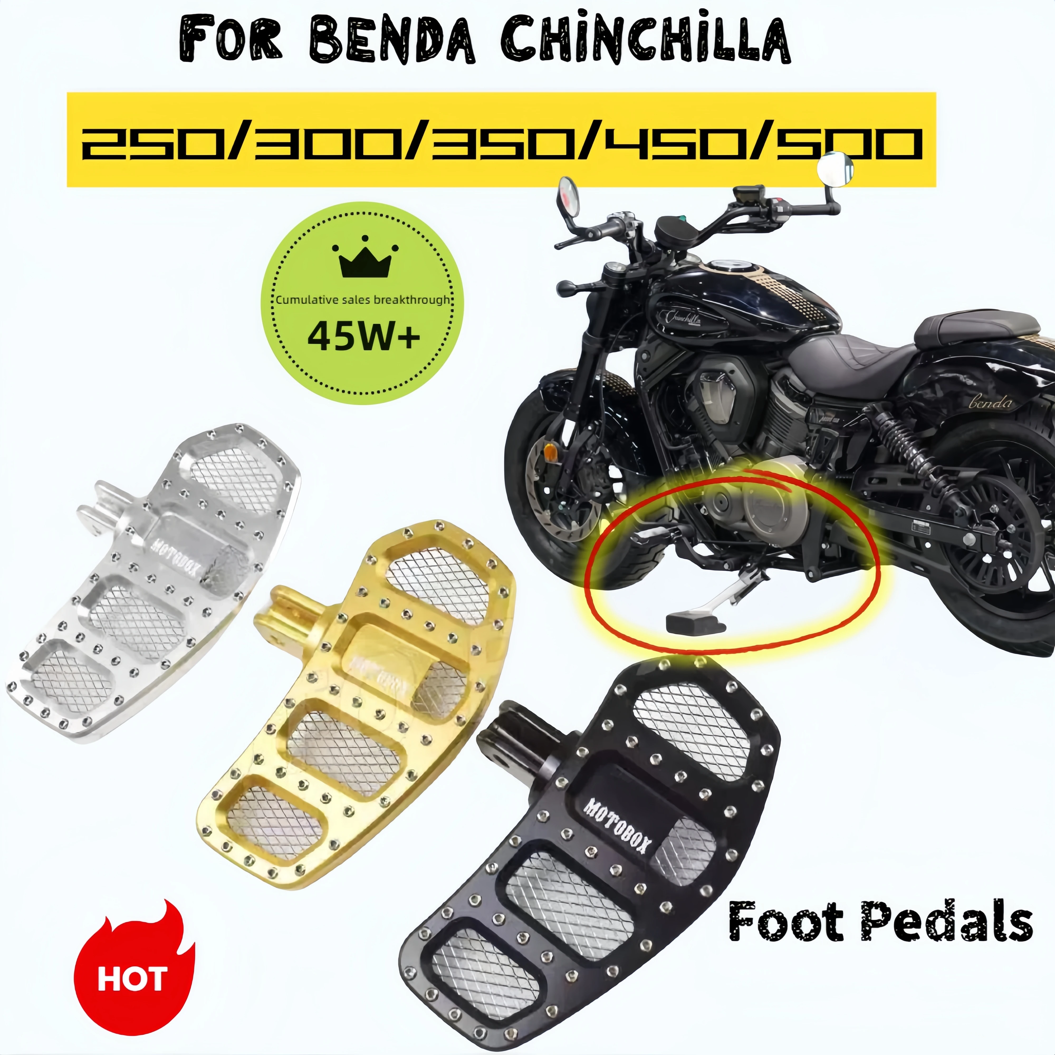Benda Chinchilla 250/300/350/450/500 Modified Wider Enlarged Pedals Front Rear Shift Lever Accessories for Enhanced Cycling Expe
Benda Chinchilla 250/300/350/450/500 Modified Wider Enlarged Pedals Front Rear Shift Lever Accessories for Enhanced Cycling Expe