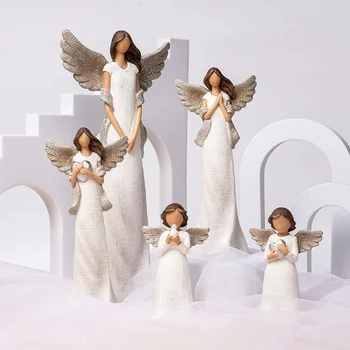 Angel Ornament Resin Statue Figurines Crafts People Model Miniature Items Birthday Wedding Christmas Gift Decoration for Home
