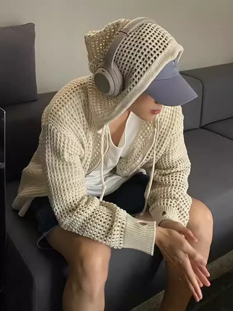 Cardigan Sweater Men Ins High Street Hooded Hollow Knit Sweater Summer Thin Cut Sunscreen Couple Outfit Jacket
Cardigan Sweater Men Ins High Street Hooded Hollow Knit Sweater Summer Thin Cut Sunscreen Couple Outfit Jacket