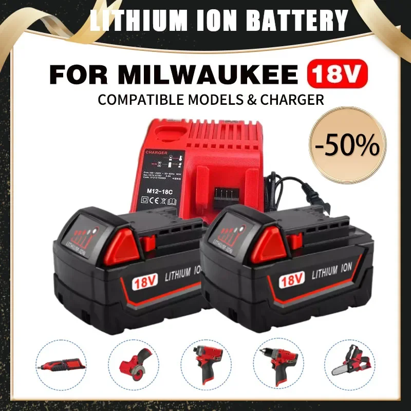 For Milwaukee 18V 9.0 Ah M18 Detachable Battery M18B6 XC Li-Ion 48-11-1860 48-11-1852 Or Charger 48-11-1850 48-11-1840
For Milwaukee 18V 9.0 Ah M18 Detachable Battery M18B6 XC Li-Ion 48-11-1860 48-11-1852 Or Charger 48-11-1850 48-11-1840