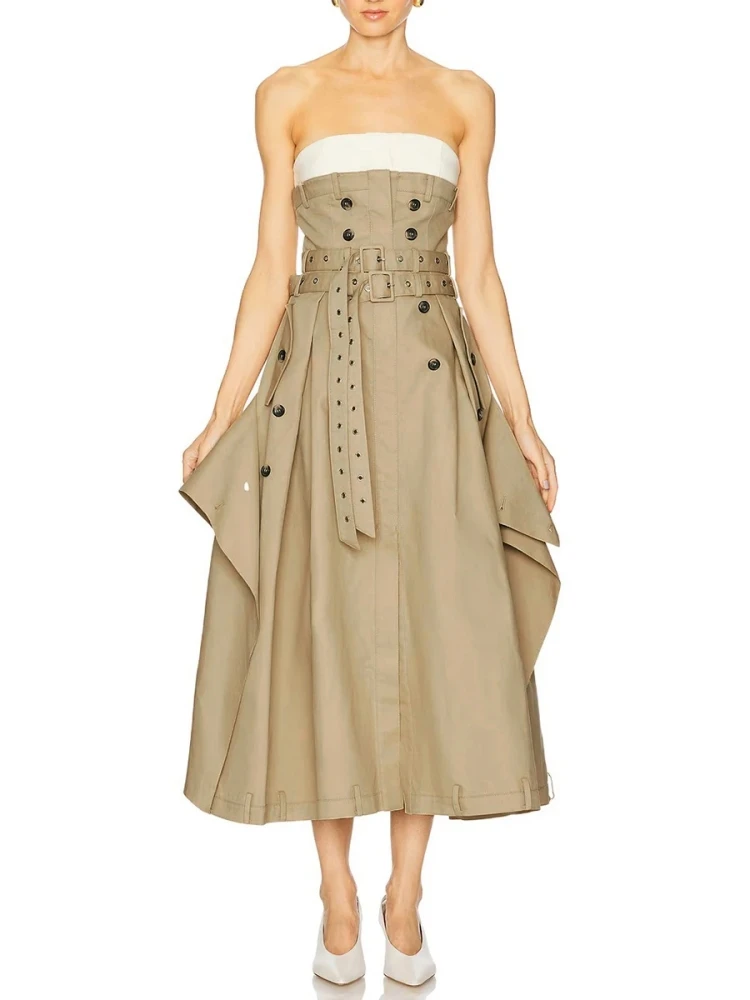 Sexy Strapless Patchwork Designer Long Derss Women Sleeveless Single Breasted High Waist A-line Dresses Elegant Evening Party
Sexy Strapless Patchwork Designer Long Derss Women Sleeveless Single Breasted High Waist A-line Dresses Elegant Evening Party
