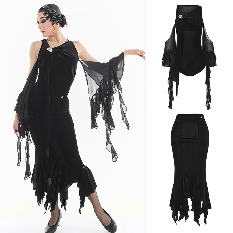 DUYQ Women Latin Dance Performance Costumes Adults Ruffled Latin Top Skirts Female Ballroom Dance Comeptition Clothing SL14819
DUYQ Women Latin Dance Performance Costumes Adults Ruffled Latin Top Skirts Female Ballroom Dance Comeptition Clothing SL14819
