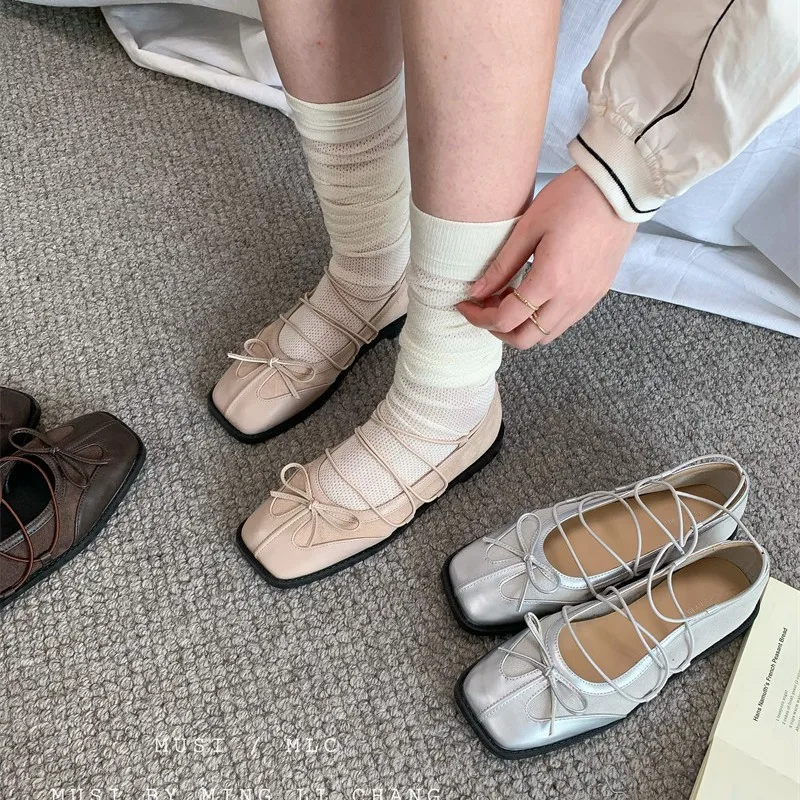 JINXIXI Ballerinas Women Mary Jane Shoes Chocolate Brown Silver Suede Square Toe Bow Knot Stretch Lace Up Ballet Flat Elegant
JINXIXI Ballerinas Women Mary Jane Shoes Chocolate Brown Silver Suede Square Toe Bow Knot Stretch Lace Up Ballet Flat Elegant
