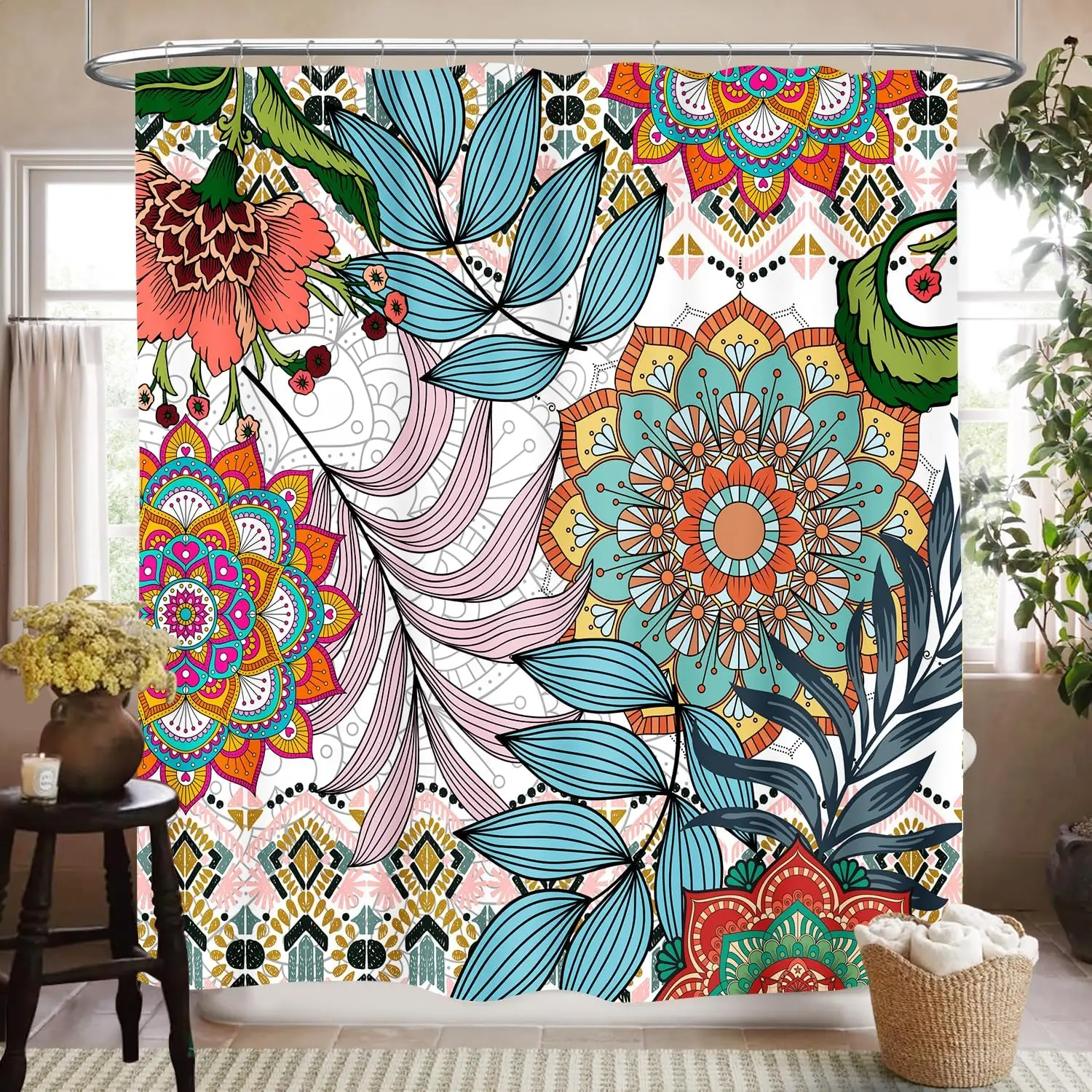 Boho Floral Shower Curtain Vintage Mandala Tropical Leaves Paisley Medallion Rustic Waterproof for Bathroom with Hooks
Boho Floral Shower Curtain Vintage Mandala Tropical Leaves Paisley Medallion Rustic Waterproof for Bathroom with Hooks