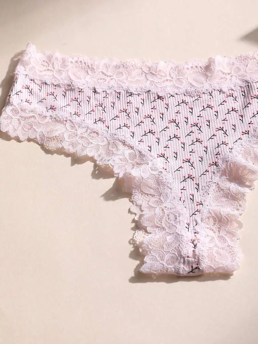 Womens Lace Floral Print Low-Waist Thong Panties Soft Breathable For Daily Wear
Womens Lace Floral Print Low-Waist Thong Panties Soft Breathable For Daily Wear
