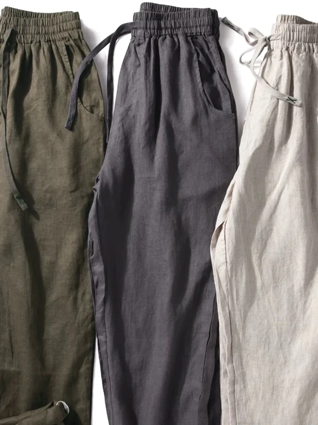 Loose Straight Leg Cotton Linen Men's Chinos Nine-Tenths Tailored Casual Pants American Style mid Waist Belted Workwear
Loose Straight Leg Cotton Linen Men's Chinos Nine-Tenths Tailored Casual Pants American Style mid Waist Belted Workwear