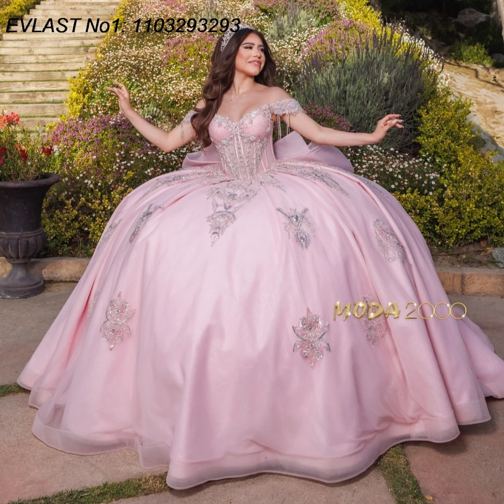 EVLAST индивидуальное бальное платье с розовыми блестками 2025, платье Quinceanera, кружевная аппликация, бант из бисера, милое платье 16, Vestidos De 15 Anos E1Q907
EVLAST индивидуальное бальное платье с розовыми блестками 2025, платье Quinceanera, кружевная аппликация, бант из бисера, милое платье 16, Vestidos De 15 Anos E1Q907