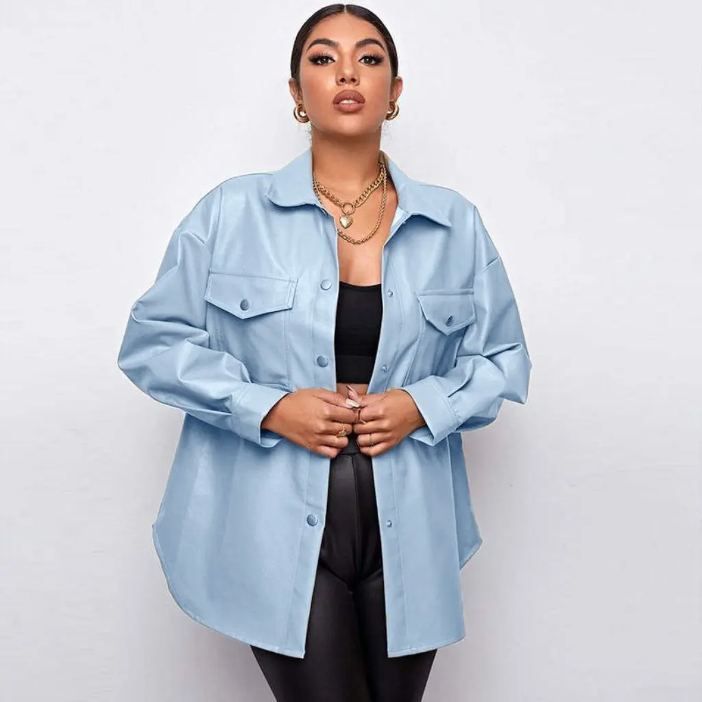 New Spring Autumn PU Leather Ladies Shirt Coat Trendy Women's Outerwear Wholesale for
New Spring Autumn PU Leather Ladies Shirt Coat Trendy Women's Outerwear Wholesale for