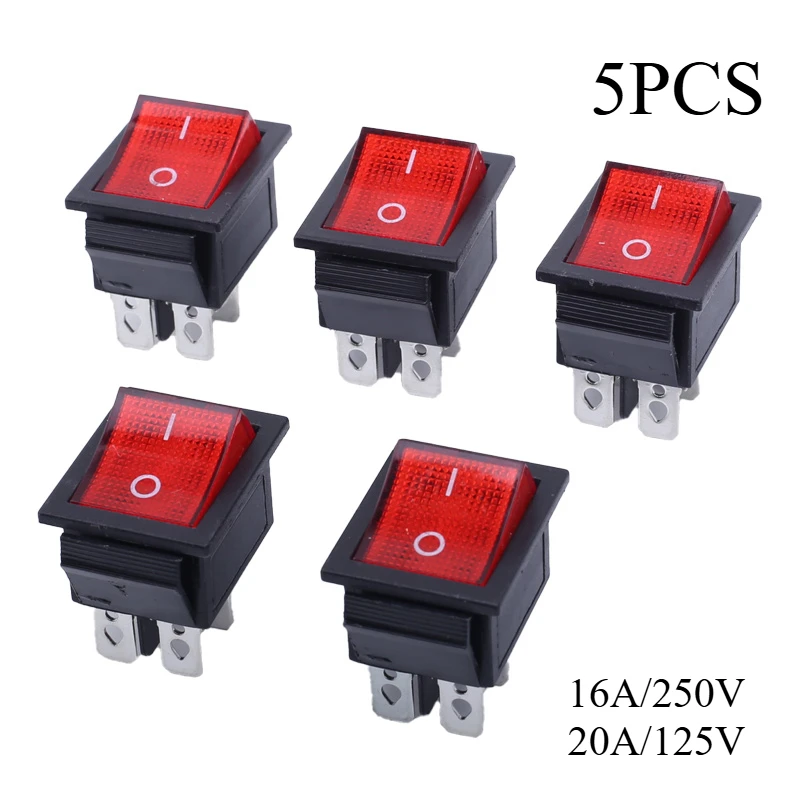5PCS KCD4 On Off 2 Position Red Light Rocker Switch 16A/250V Toggle Switches 35 x 25.5 x 10mm
5PCS KCD4 On Off 2 Position Red Light Rocker Switch 16A/250V Toggle Switches 35 x 25.5 x 10mm