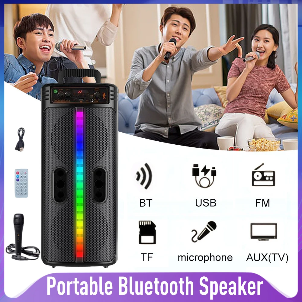 Portable Wireless Speaker Bluetooth-Compatible Dual 8.5-Inch Subwoofers Stereo Loud Sound Colorful Lights for Outdoor Home Party
Portable Wireless Speaker Bluetooth-Compatible Dual 8.5-Inch Subwoofers Stereo Loud Sound Colorful Lights for Outdoor Home Party