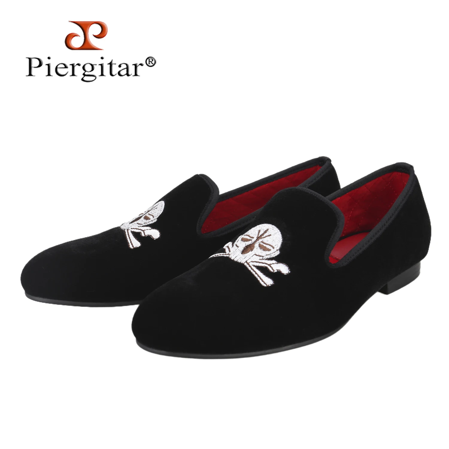 Piergitar Vintage Classic Style Black Velvet Slip-On Shoes With Skull-Face Pattern Embroidery Handmade Men's Loafers For Party
Piergitar Vintage Classic Style Black Velvet Slip-On Shoes With Skull-Face Pattern Embroidery Handmade Men's Loafers For Party