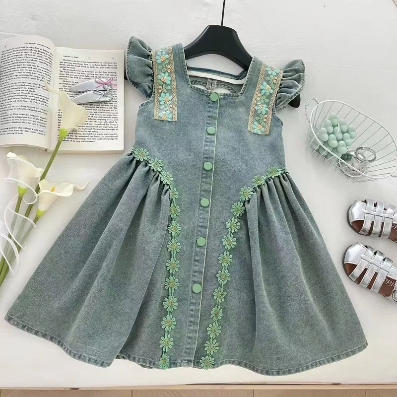 Girls' Denim Dress Summer Style New Children's Bow Retro Dress Baby Chinese Style Fashionable Princess Dress 90-150CM
Girls' Denim Dress Summer Style New Children's Bow Retro Dress Baby Chinese Style Fashionable Princess Dress 90-150CM