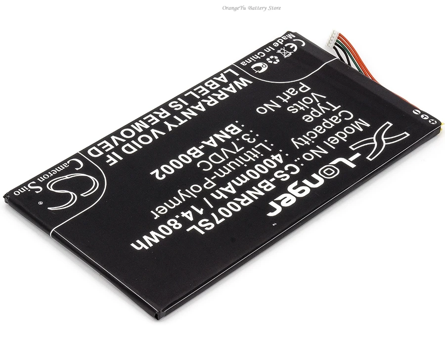 Replacement 3.7V 4000mAh Tablet Battery BNA-B0002 for Barnes & Noble NOOK HD 7 tablet BNRV400 BNTV400
Replacement 3.7V 4000mAh Tablet Battery BNA-B0002 for Barnes & Noble NOOK HD 7 tablet BNRV400 BNTV400