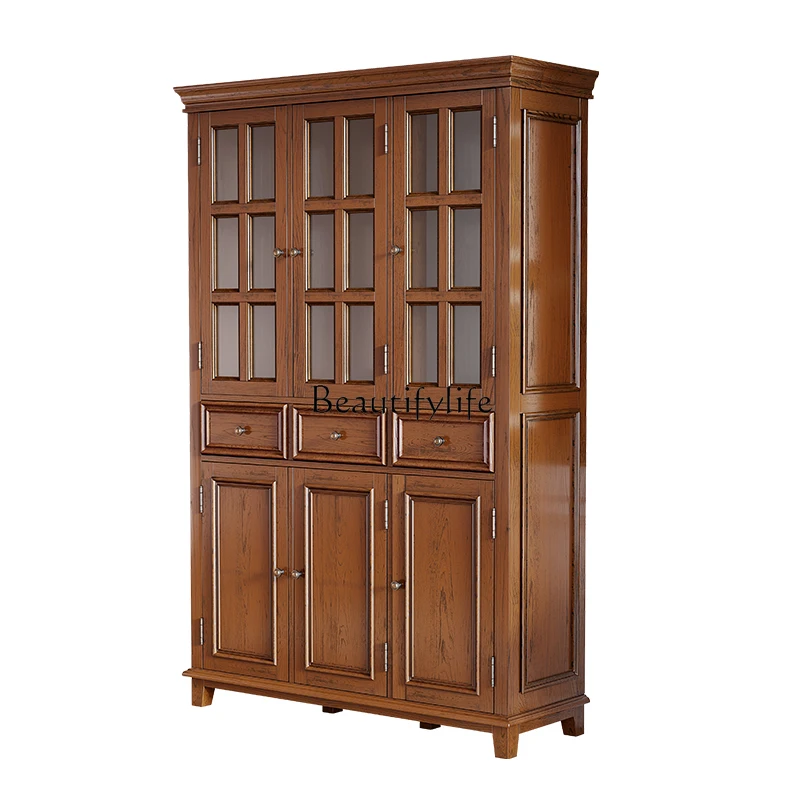American solid wood bookcase four doors simple European study combination large bookcase floor
American solid wood bookcase four doors simple European study combination large bookcase floor