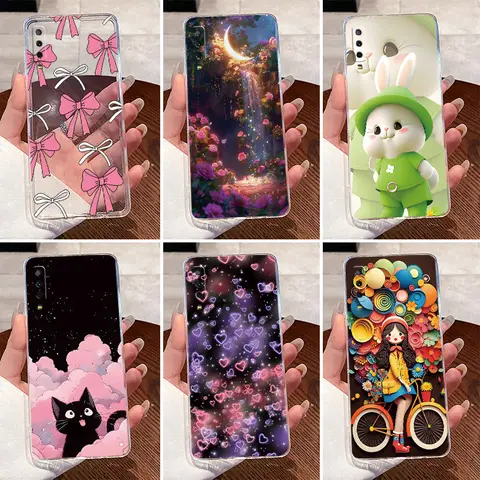 Coque pour Samsung A7 2018 boîtier Samsung Galaxy A7 2018 coque de téléphone A750 A750F joli lapin clair housse de protection en Silicone souple