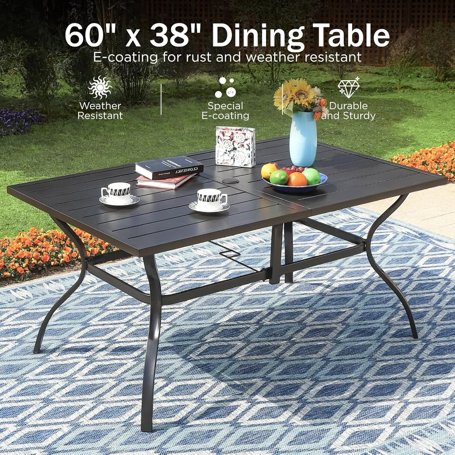 7-Piece Metal Patio Outdoor Table and Chairs Outdoor Dining Set - 60" Patio Table with Umbrella Hole and 6 Backyard Garden Chai
7-Piece Metal Patio Outdoor Table and Chairs Outdoor Dining Set - 60" Patio Table with Umbrella Hole and 6 Backyard Garden Chai