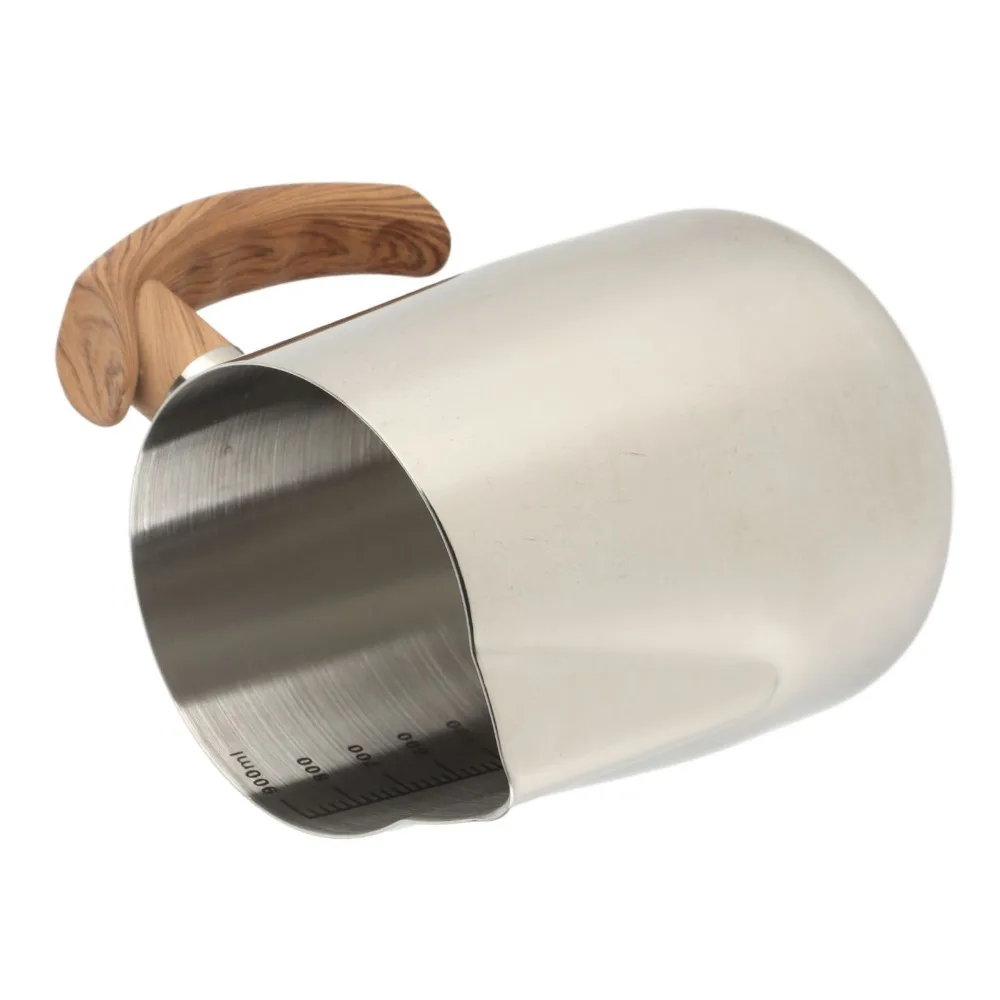 304 Stainless Steel Milk Frothing Cup Inner Scale Wooden Handle Milk Frothing Pitcher Dripless Spout Coffee Steaming Pitcher
304 Stainless Steel Milk Frothing Cup Inner Scale Wooden Handle Milk Frothing Pitcher Dripless Spout Coffee Steaming Pitcher