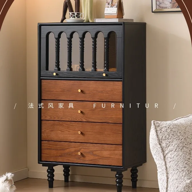 French retro solid wood chest cabinet, living room drawecabinet, antique style wall locker, small apartment storage side cabin
French retro solid wood chest cabinet, living room drawecabinet, antique style wall locker, small apartment storage side cabin