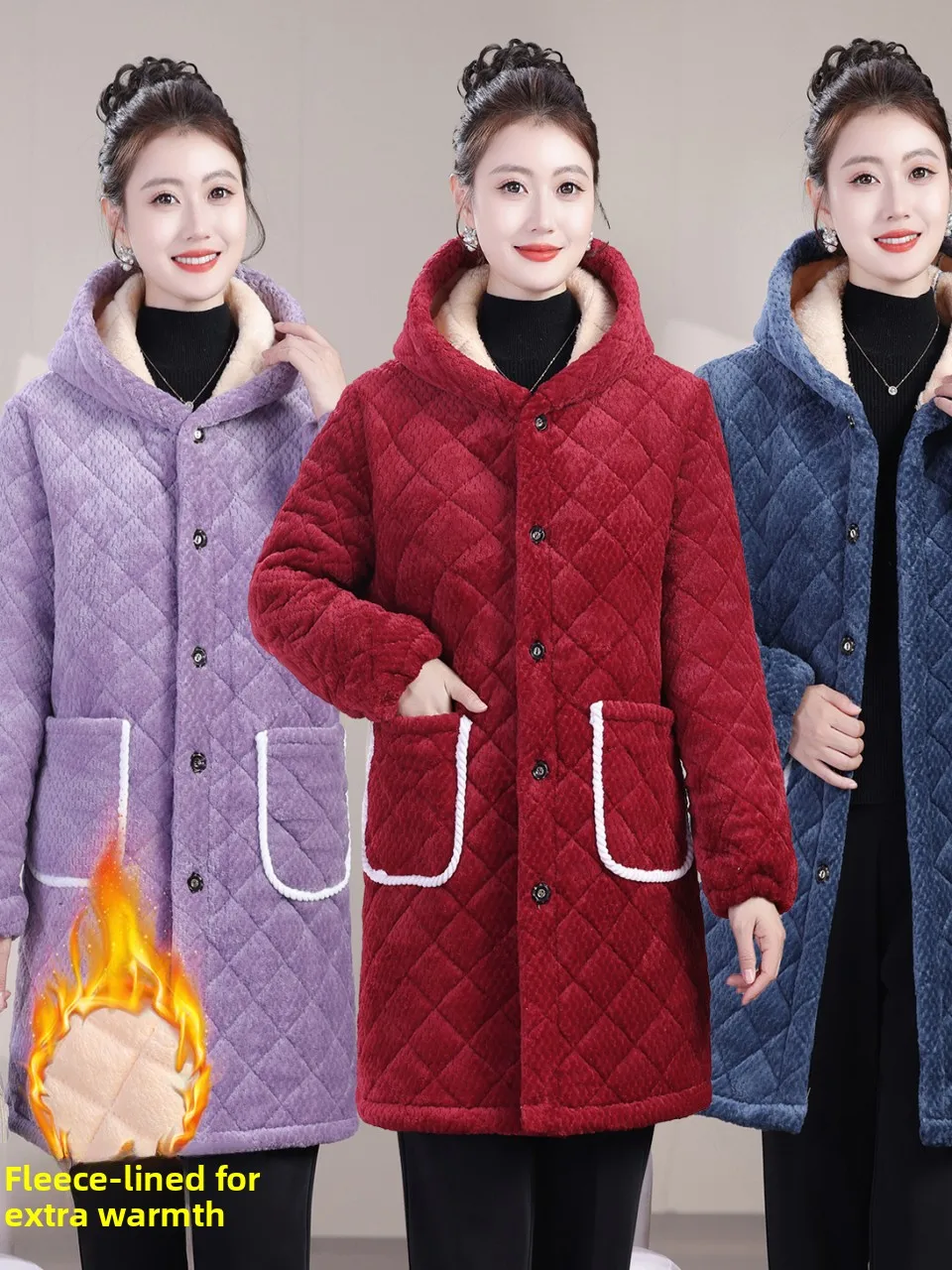 Утепленное хлопковое пальто средней длины с капюшоном для пожилых женщин, теплое, на коралловом флисе, простой свободный крой
Утепленное хлопковое пальто средней длины с капюшоном для пожилых женщин, теплое, на коралловом флисе, простой свободный крой