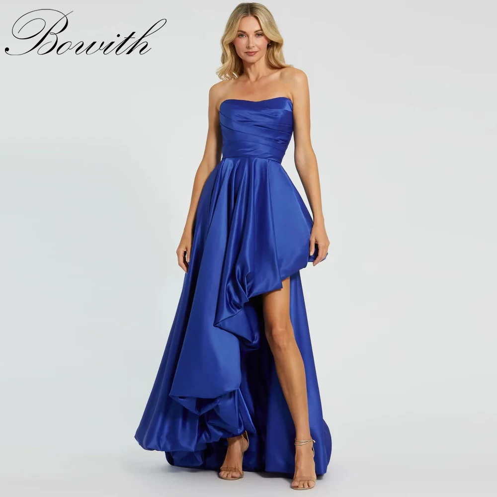 Bowith Темно-синие асимметричные вечерние платья из тафты без бретелек с драпировкой Длинные платья для выпускного вечера Платье на заказ Vestidos de fiesta 
Bowith Темно-синие асимметричные вечерние платья из тафты без бретелек с драпировкой Длинные платья для выпускного вечера Платье на заказ Vestidos de fiesta