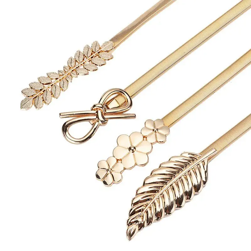 Gold Silver Alloy Metal Women's Belts Spring Gold Tree Leaf Belt Elastic Waistband Ladies Dress Waist Chain
Gold Silver Alloy Metal Women's Belts Spring Gold Tree Leaf Belt Elastic Waistband Ladies Dress Waist Chain