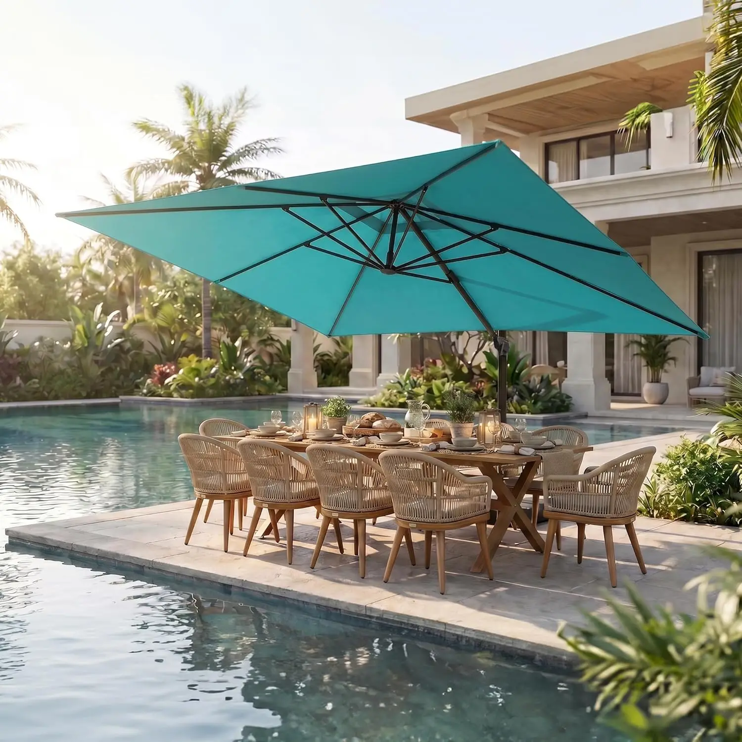 10x13 Rectangle Cantilever Umbrella 360° Rotation 8 Metal Ribs Garden Deck Pool Turquoise Customized
10x13 Rectangle Cantilever Umbrella 360° Rotation 8 Metal Ribs Garden Deck Pool Turquoise Customized