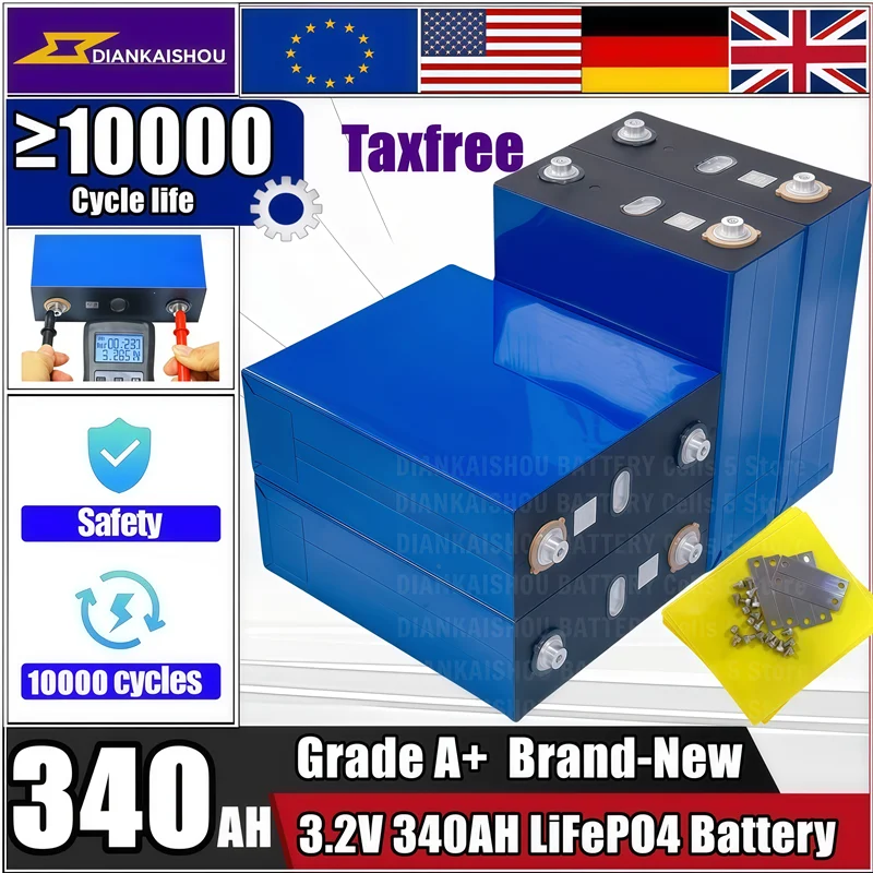 Brand New A-grade vehicle electric ship solar system 340Ah LiFePO4 3.2V cells suitable for DIY 12V 24V 48V battery pack no tax
Brand New A-grade vehicle electric ship solar system 340Ah LiFePO4 3.2V cells suitable for DIY 12V 24V 48V battery pack no tax