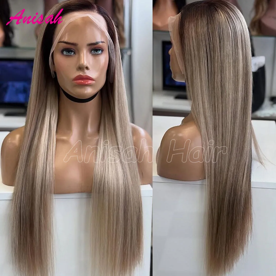 Brazilian Virgin Hair Ombre Highlight Ash Blonde Colored Lace Frontal Wig for Women Bone Straight Lace Closure Human Hair Wig 
Brazilian Virgin Hair Ombre Highlight Ash Blonde Colored Lace Frontal Wig for Women Bone Straight Lace Closure Human Hair Wig