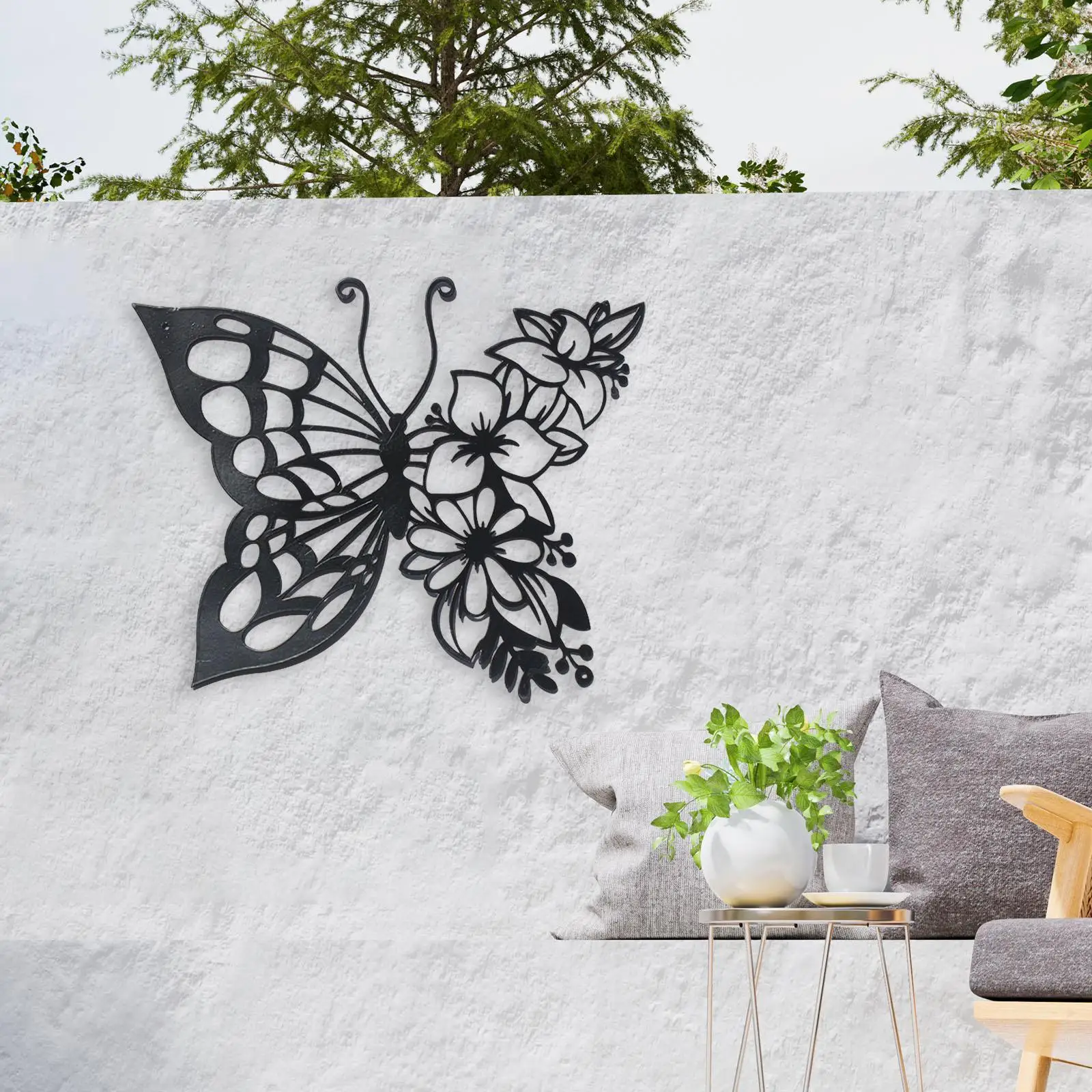 Iron Butterfly Wall Hanging, Metal Hollow Flower Butterfly Wall Decoration Wall Hanging Decoration for Garden Decoration Pendant
Iron Butterfly Wall Hanging, Metal Hollow Flower Butterfly Wall Decoration Wall Hanging Decoration for Garden Decoration Pendant