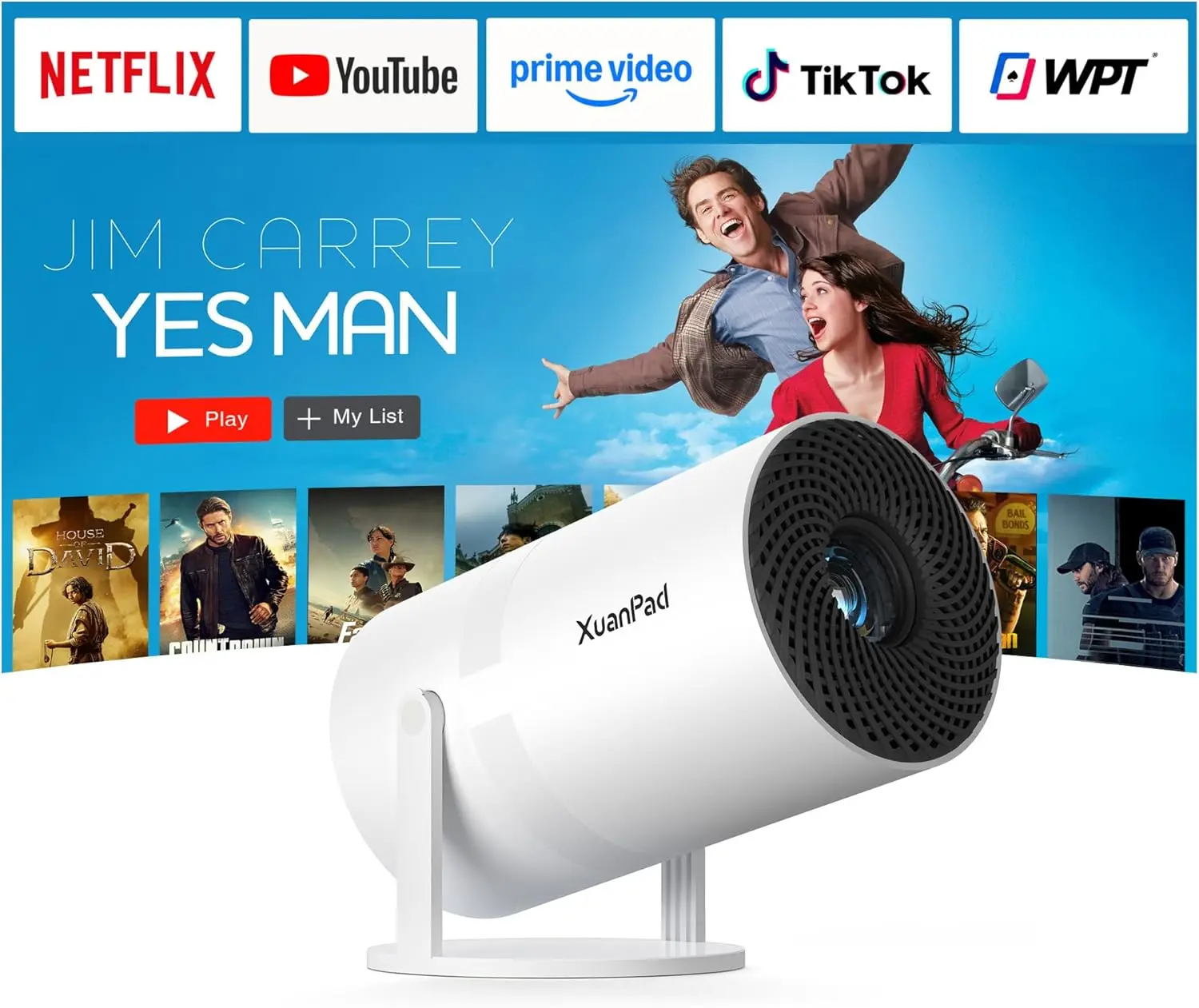 Full HD 1080P Smart Projector with WiFi & Bluetooth, Auto Keystone, 210° Stand, Built-in Apps
Full HD 1080P Smart Projector with WiFi & Bluetooth, Auto Keystone, 210° Stand, Built-in Apps