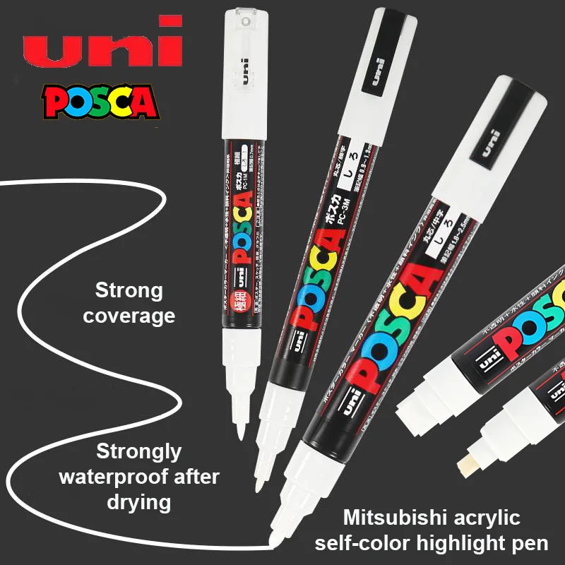 Japan Posca Highlighter Mark Pens 5 Type Tips Water-base High Gloss White Markers Quick Dry POP Graffiti Hand-painted Stationery
Japan Posca Highlighter Mark Pens 5 Type Tips Water-base High Gloss White Markers Quick Dry POP Graffiti Hand-painted Stationery