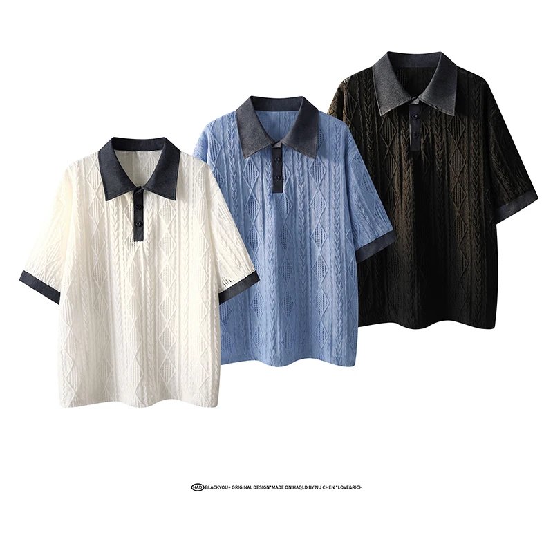 2026 Summer New Style Men's Short-Sleeved Classic Contrasting Collar Trendy Shirt with Open-Weave Texture and Breathable Comfort
2026 Summer New Style Men's Short-Sleeved Classic Contrasting Collar Trendy Shirt with Open-Weave Texture and Breathable Comfort