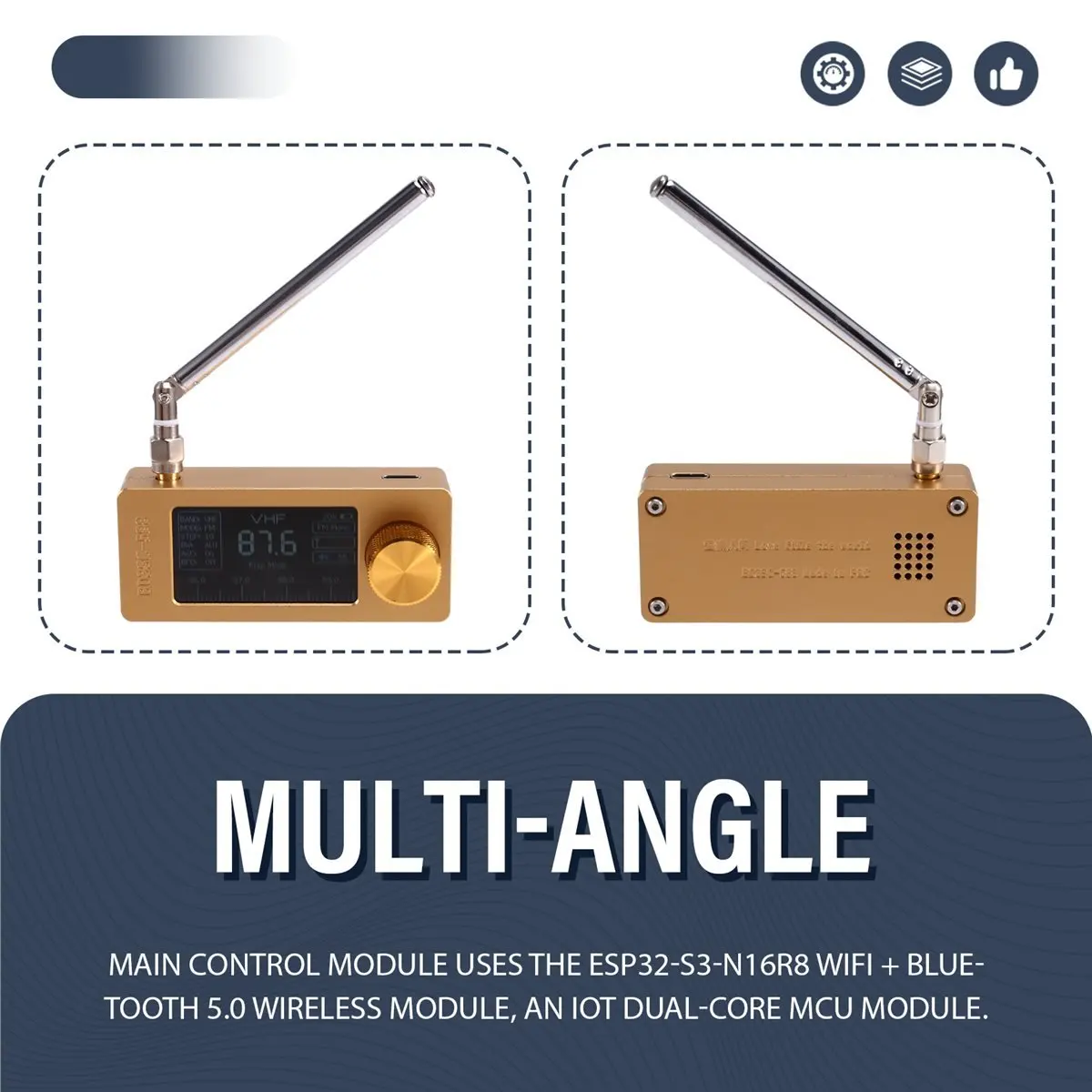 BD3CS-588 SI4732 Radio 1.9inch Color Display ESP32-S3-N16R8 WiFi+Bluetooth 5.0 Full-Band Supports AM/FM/SW/RDS Modes
BD3CS-588 SI4732 Radio 1.9inch Color Display ESP32-S3-N16R8 WiFi+Bluetooth 5.0 Full-Band Supports AM/FM/SW/RDS Modes