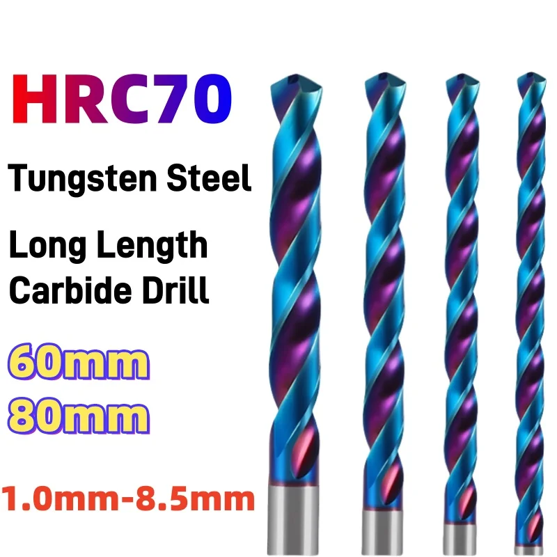 HRC55 70 CNC Carbide Twist Drill Bit 60 80 Long Length For Cast Iron Metal Aluminum Hole Machine Tool 1.0-8.5mm
HRC55 70 CNC Carbide Twist Drill Bit 60 80 Long Length For Cast Iron Metal Aluminum Hole Machine Tool 1.0-8.5mm