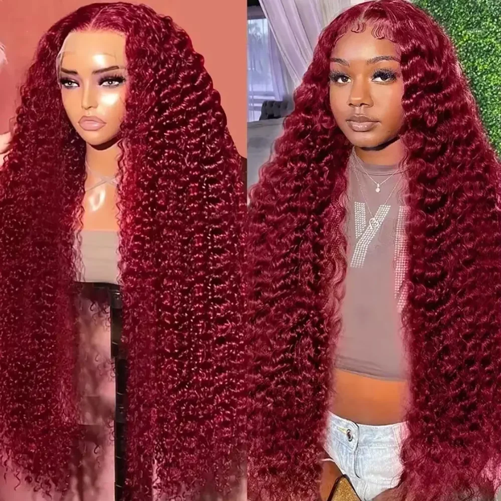 180 200 Density Glueless Red Colored 13x4 13x6 Deep Wave Human Hair Lace Frontal Wigs 18 36 Inch 99J Burgundy Curly Wigs
180 200 Density Glueless Red Colored 13x4 13x6 Deep Wave Human Hair Lace Frontal Wigs 18 36 Inch 99J Burgundy Curly Wigs