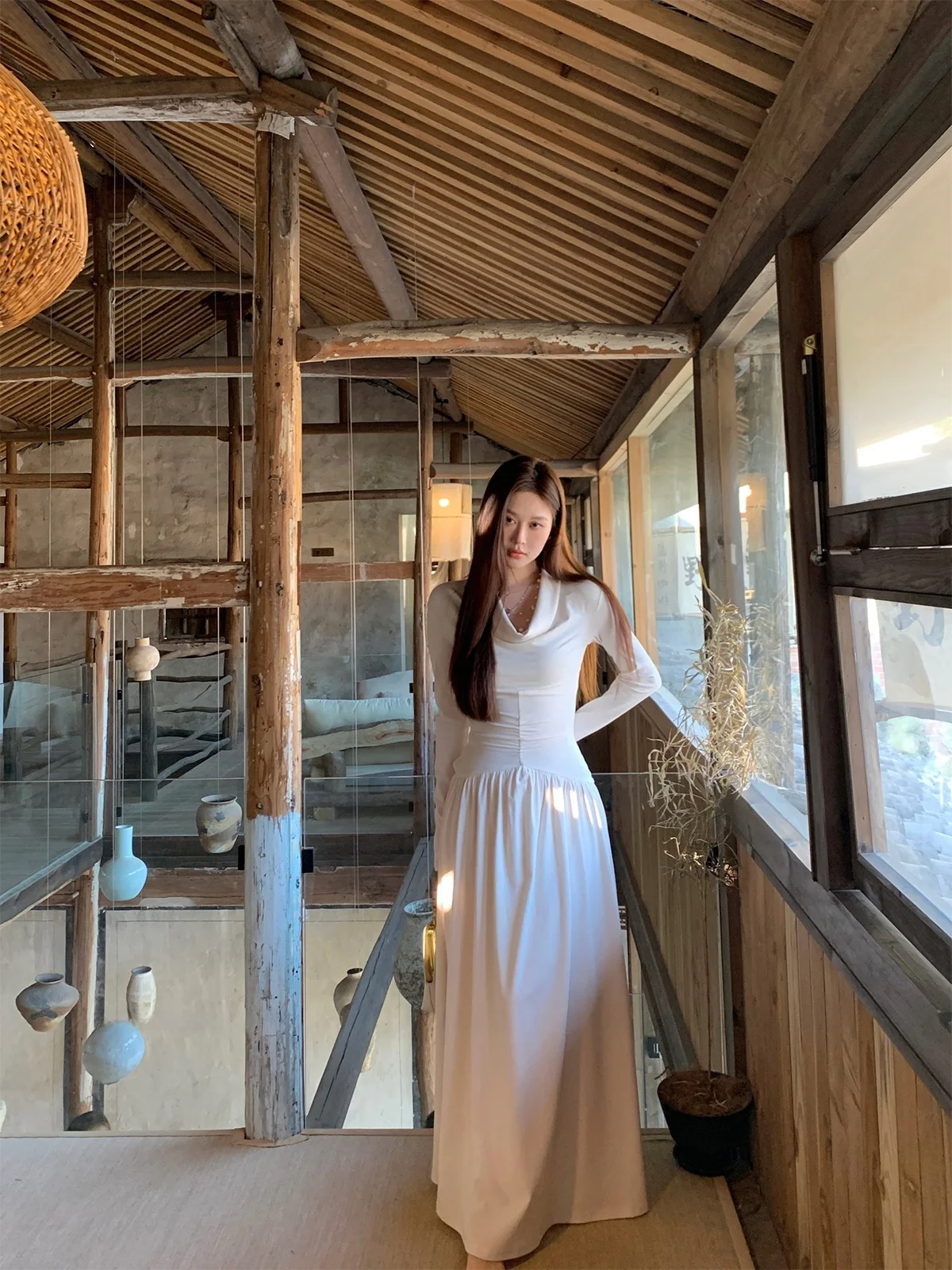 Florr Playa Spring Soft Sculpture White Gentle Swinging Collar Design Slimming Long Dress Women's Fitting Dress Cleanfit Style
Florr Playa Spring Soft Sculpture White Gentle Swinging Collar Design Slimming Long Dress Women's Fitting Dress Cleanfit Style
