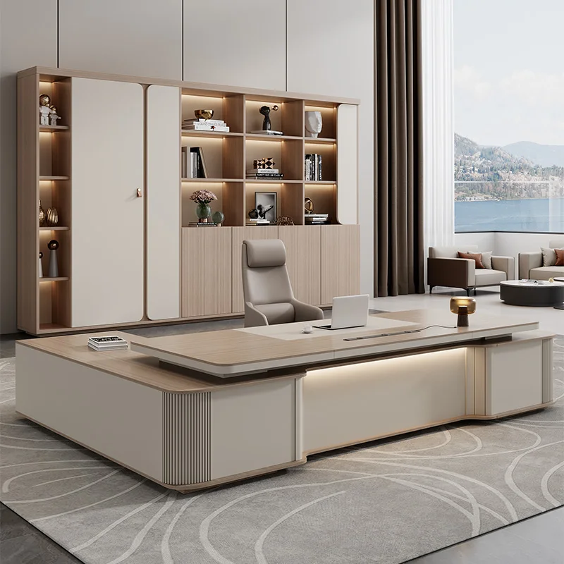Boss table, president, large class desk, modern high-end atmosphere, general manager, office desk and chair combination
Boss table, president, large class desk, modern high-end atmosphere, general manager, office desk and chair combination