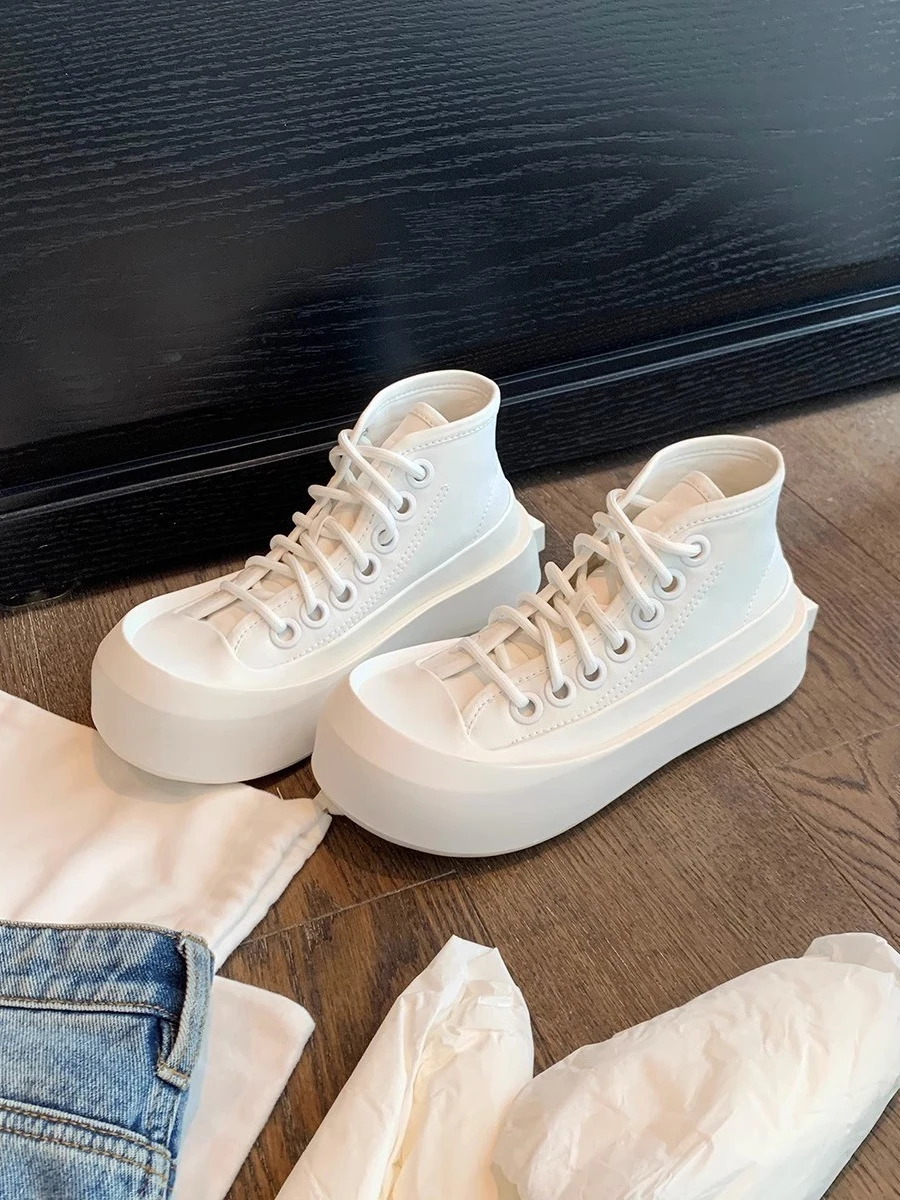 White Thick Bottom Women Shoes Solid Round Head Lace-up Canvas Outdoor Cover Heel Flats Fashion Zapatos Mujer
White Thick Bottom Women Shoes Solid Round Head Lace-up Canvas Outdoor Cover Heel Flats Fashion Zapatos Mujer