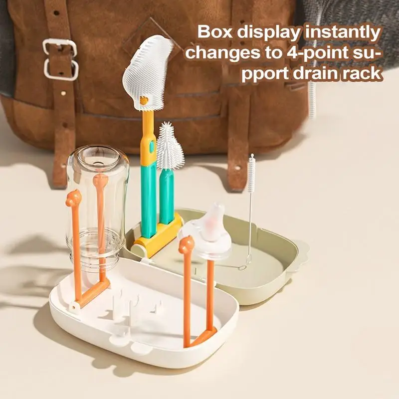 Travel Baby Bottle Cleaning Kit 5-in-1 Nipple Straw Cleaner Brush Portable Space Saving Drying Rack With Soap Dispenser Storage
Travel Baby Bottle Cleaning Kit 5-in-1 Nipple Straw Cleaner Brush Portable Space Saving Drying Rack With Soap Dispenser Storage